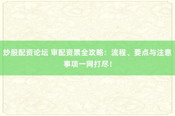 炒股配资论坛 审配资票全攻略：流程、要点与注意事项一网打尽！