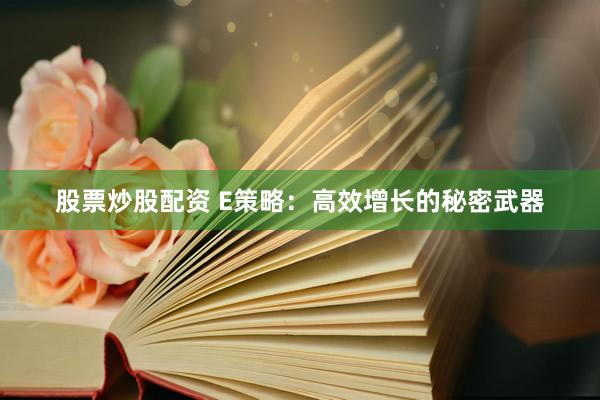 股票炒股配资 E策略：高效增长的秘密武器