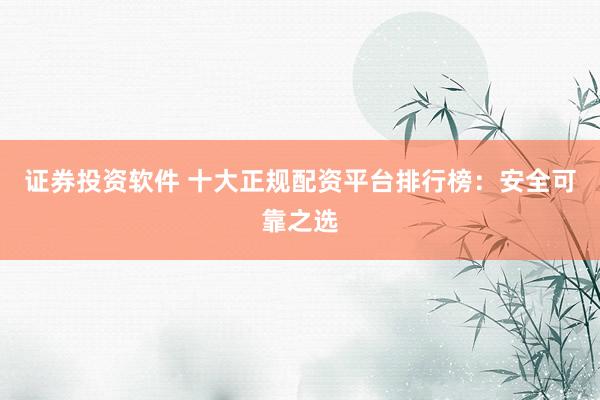 证券投资软件 十大正规配资平台排行榜：安全可靠之选