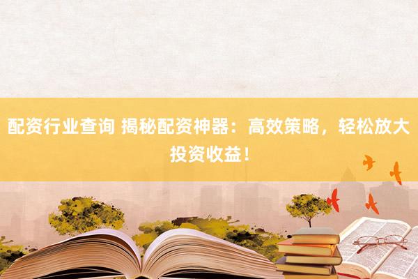 配资行业查询 揭秘配资神器：高效策略，轻松放大投资收益！