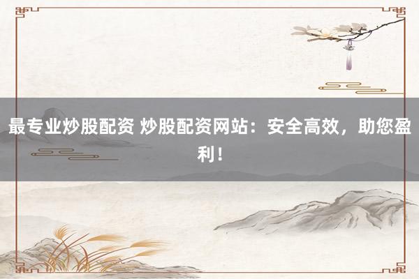最专业炒股配资 炒股配资网站：安全高效，助您盈利！