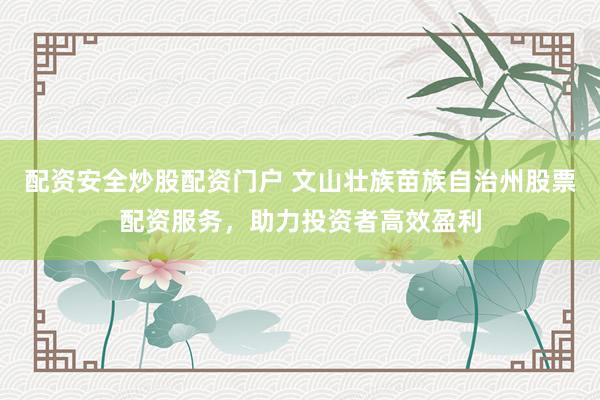 配资安全炒股配资门户 文山壮族苗族自治州股票配资服务，助力投资者高效盈利