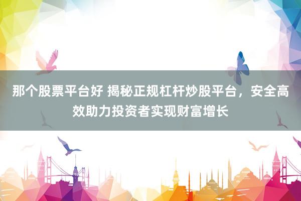 那个股票平台好 揭秘正规杠杆炒股平台，安全高效助力投资者实现财富增长