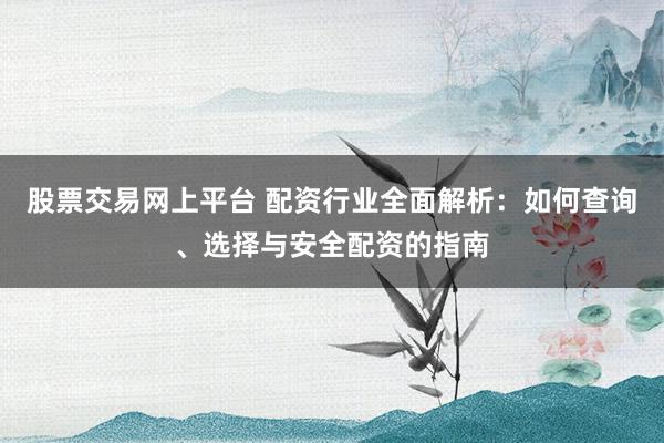 股票交易网上平台 配资行业全面解析：如何查询、选择与安全配资的指南