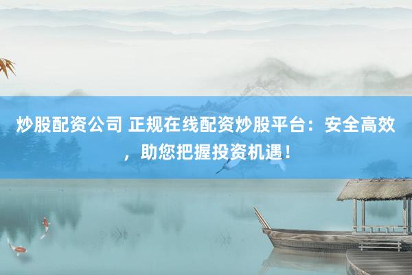 炒股配资公司 正规在线配资炒股平台：安全高效，助您把握投资机遇！