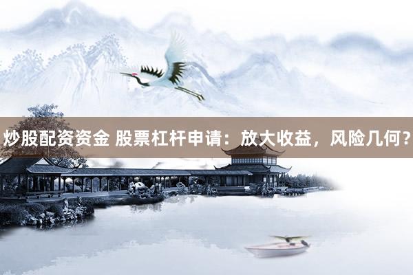 炒股配资资金 股票杠杆申请：放大收益，风险几何？