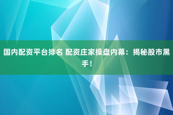 国内配资平台排名 配资庄家操盘内幕：揭秘股市黑手！