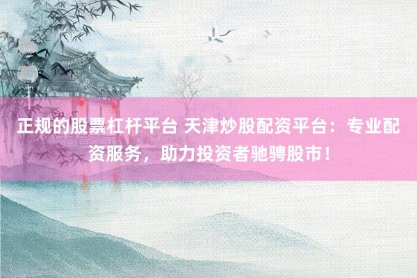正规的股票杠杆平台 天津炒股配资平台：专业配资服务，助力投资者驰骋股市！