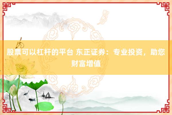 股票可以杠杆的平台 东正证券：专业投资，助您财富增值