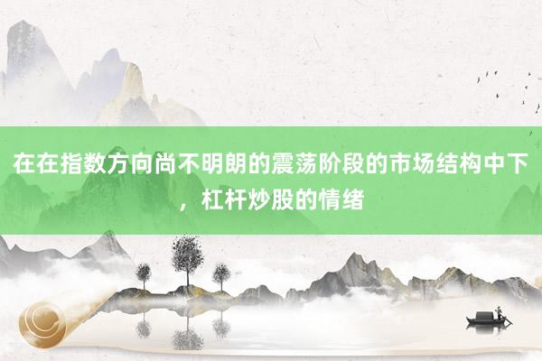 在在指数方向尚不明朗的震荡阶段的市场结构中下，杠杆炒股的情绪