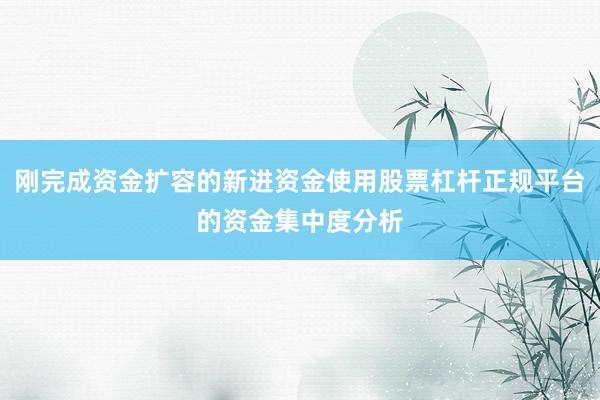 刚完成资金扩容的新进资金使用股票杠杆正规平台的资金集中度分析