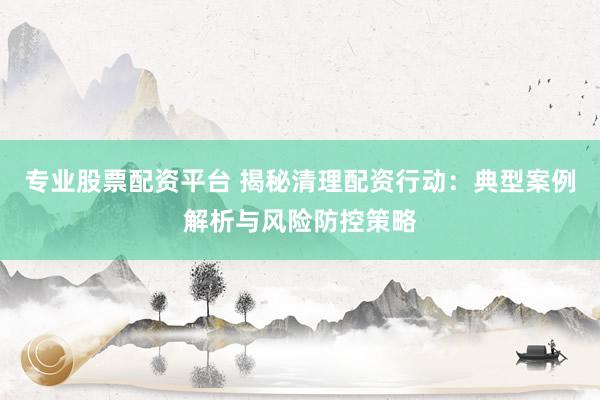 专业股票配资平台 揭秘清理配资行动：典型案例解析与风险防控策略