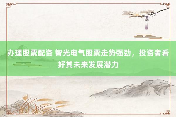 办理股票配资 智光电气股票走势强劲,投资者看好其未来发展潜力