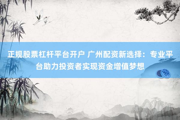正规股票杠杆平台开户 广州配资新选择：专业平台助力投资者实现资金增值梦想
