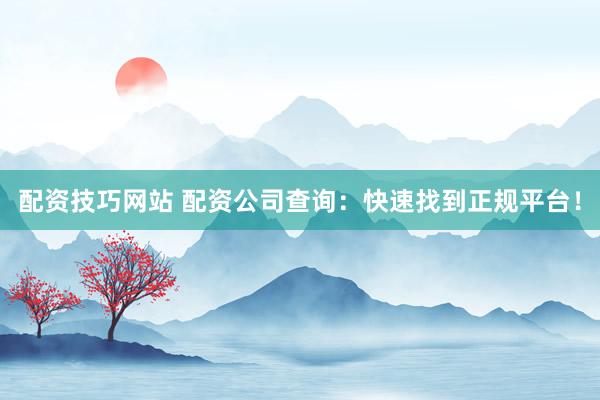 配资技巧网站 配资公司查询：快速找到正规平台！